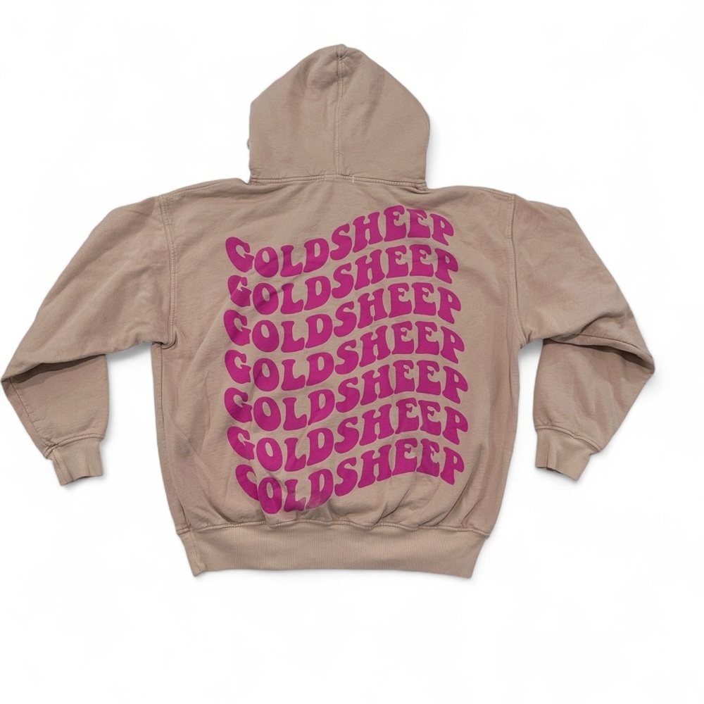Goldsheep Well Worn Neutral Pink Hoodie Kangaroo Pocket Shirt Broken-in L